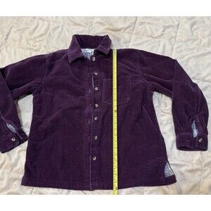 Vintage LL Bean Corduroy Shirt Womens L Purple Thick Wale Button Long Sleeve